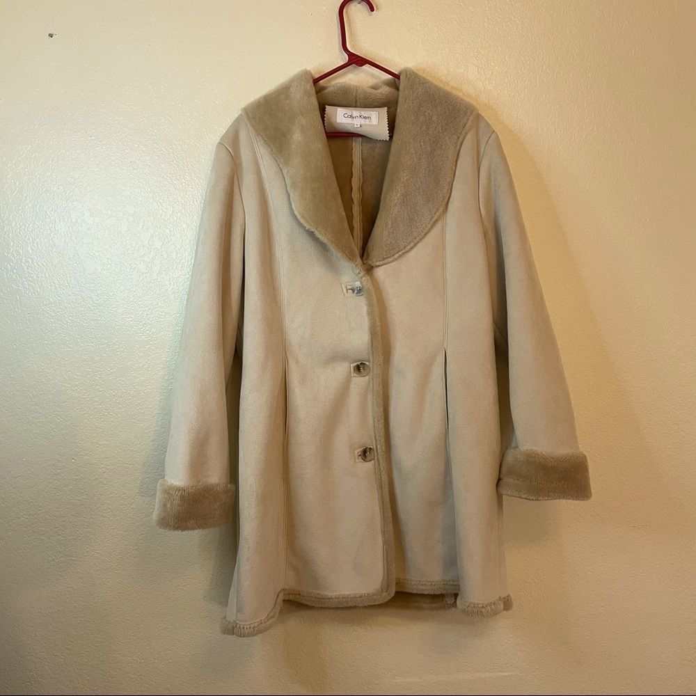 Calvin Klein women’s large trench coat with fur